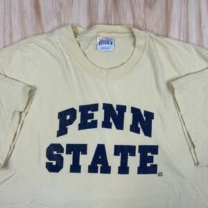 VTG Y2K Penn State T-Shirt Yellow XL Spell Out Short Sleeve